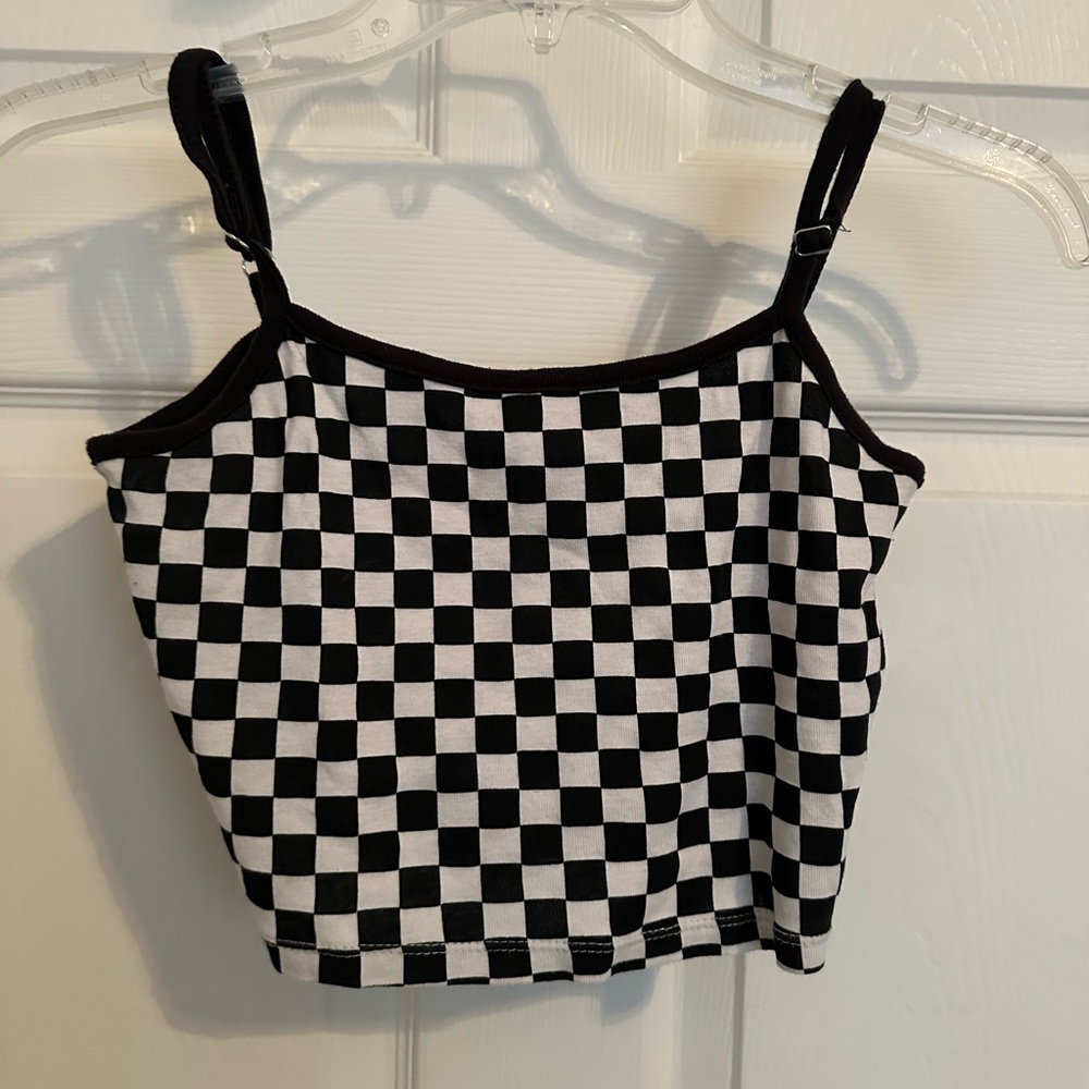 H&M cropped black and white checkerboard tank - size small